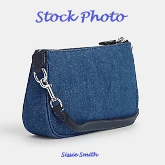 NWT Coach Nolita 19 In Denim with Rivets & Denim Chained Id Case - Picture 10 of 16